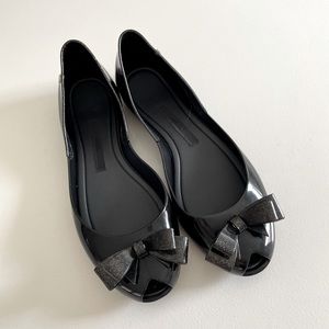 Melissa Black Bow Jelly Flats 8 39